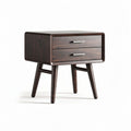 Wooden nightstand with two drawers in dark brown finish 24 x 18 x 24 inches