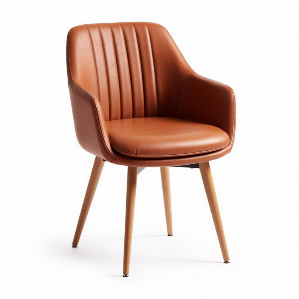 Quilted beige upholstered dining chair with black metal legs 55 x 55 x 75cm