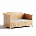 Wooden daybed with three drawers and beige fabric mattress 200 x 95 x 90cm