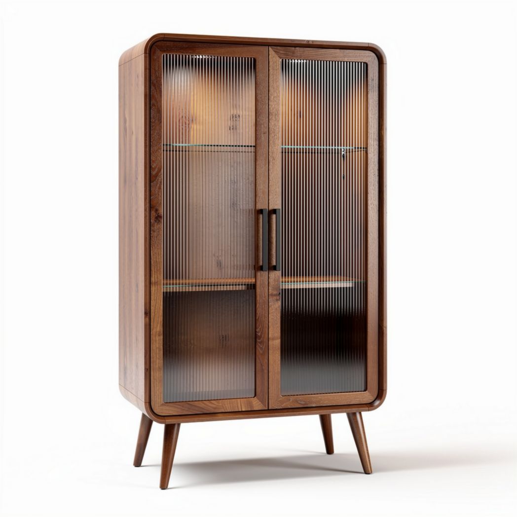 Glass door wooden display cabinet with adjustable shelves 90 x 40 x 120cm