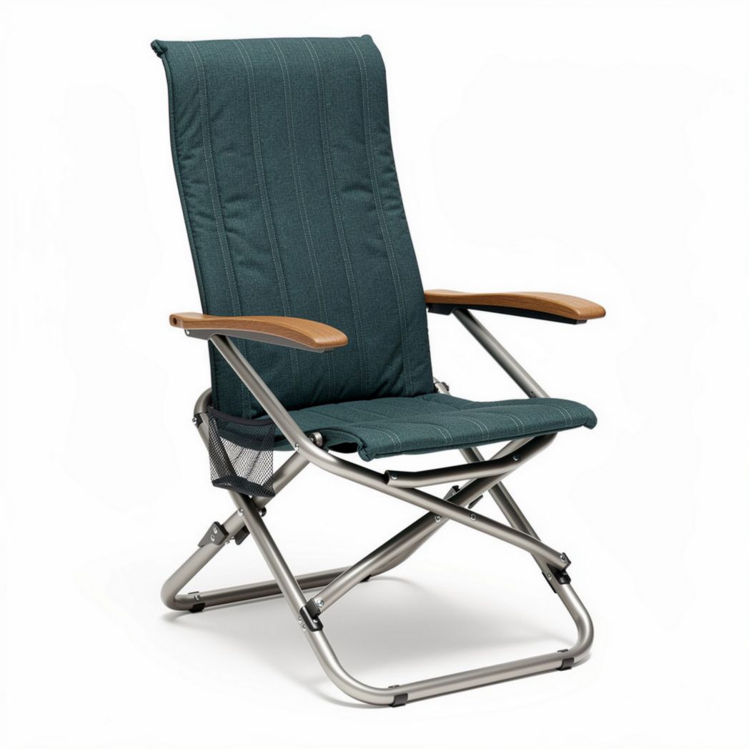 Foldable outdoor chair with aluminum frame and fabric seat in green 85 x 60 x 100cm