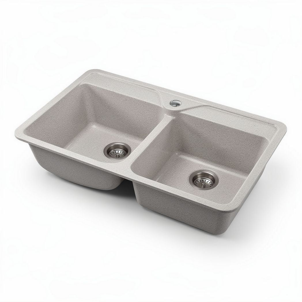 Farmhouse double bowl kitchen sink 72 x 43 x 22cm white ceramic construction