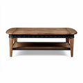 Wooden coffee table with lower shelf 120 x 60 x 45cm natural finish