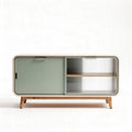 Wooden sideboard storage cabinet with green glass door 80 x 40 x 50cm